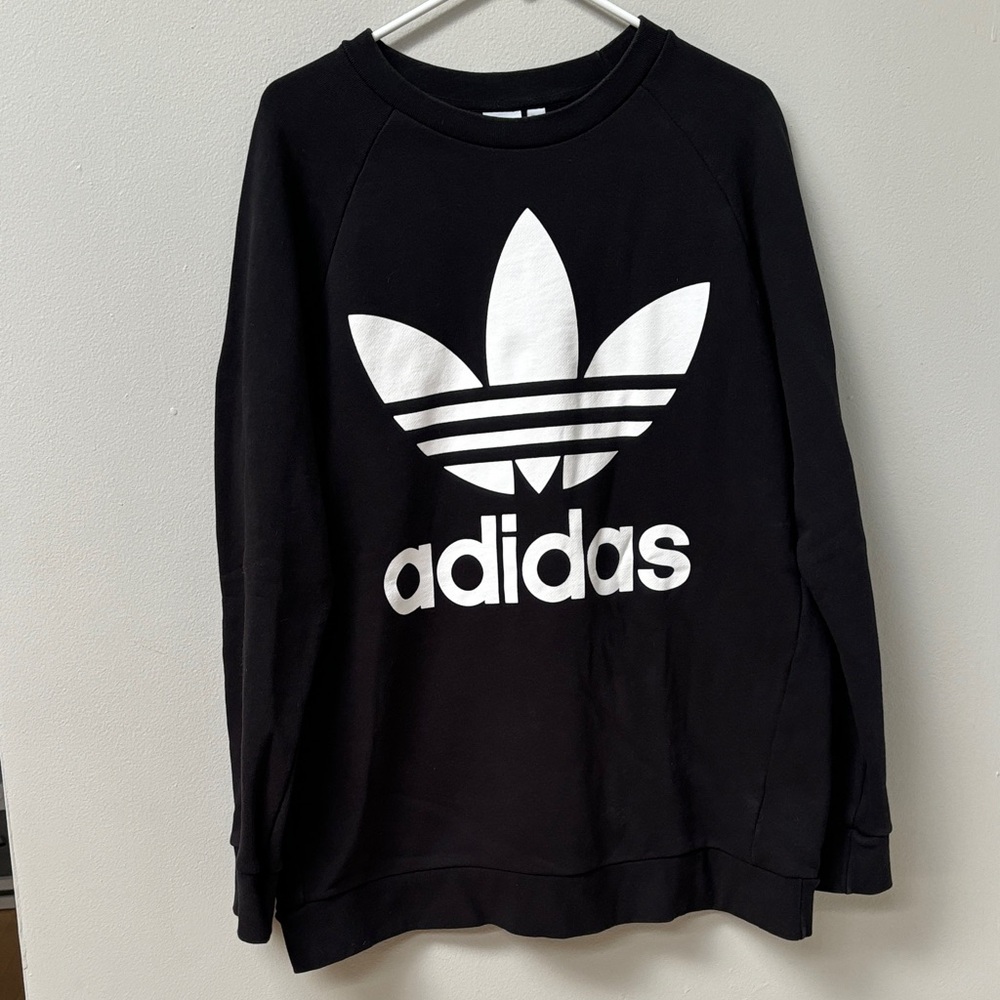 Adidas Men's Black Crewneck Sweatshirt with Trefoil logo